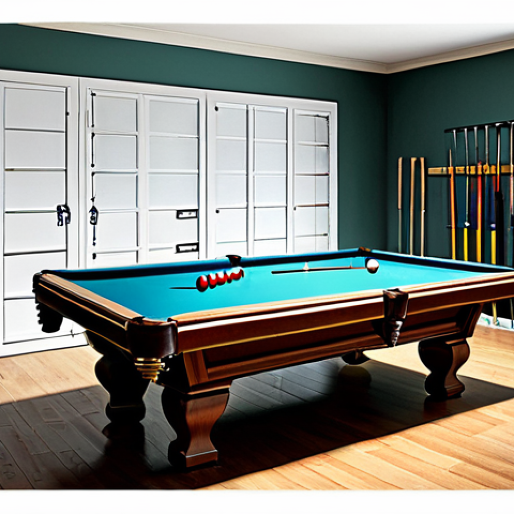 당구 테이블 이동 방법 - Planning the Move**
"A detailed blueprint sketch of a billiard table with annotations for disassemb...