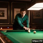 Home 18 초보 당구 레슨 추천 - **Prompt 1: A Beginner's Focused Stance**
"A young adult, male or female, with a determined yet ...