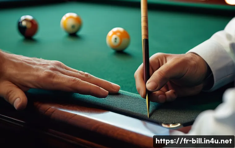 당구 큐팁 교체 방법 - **Prompt:** A close-up shot of an individual's hands, meticulously shaping a new leather cue tip on ...