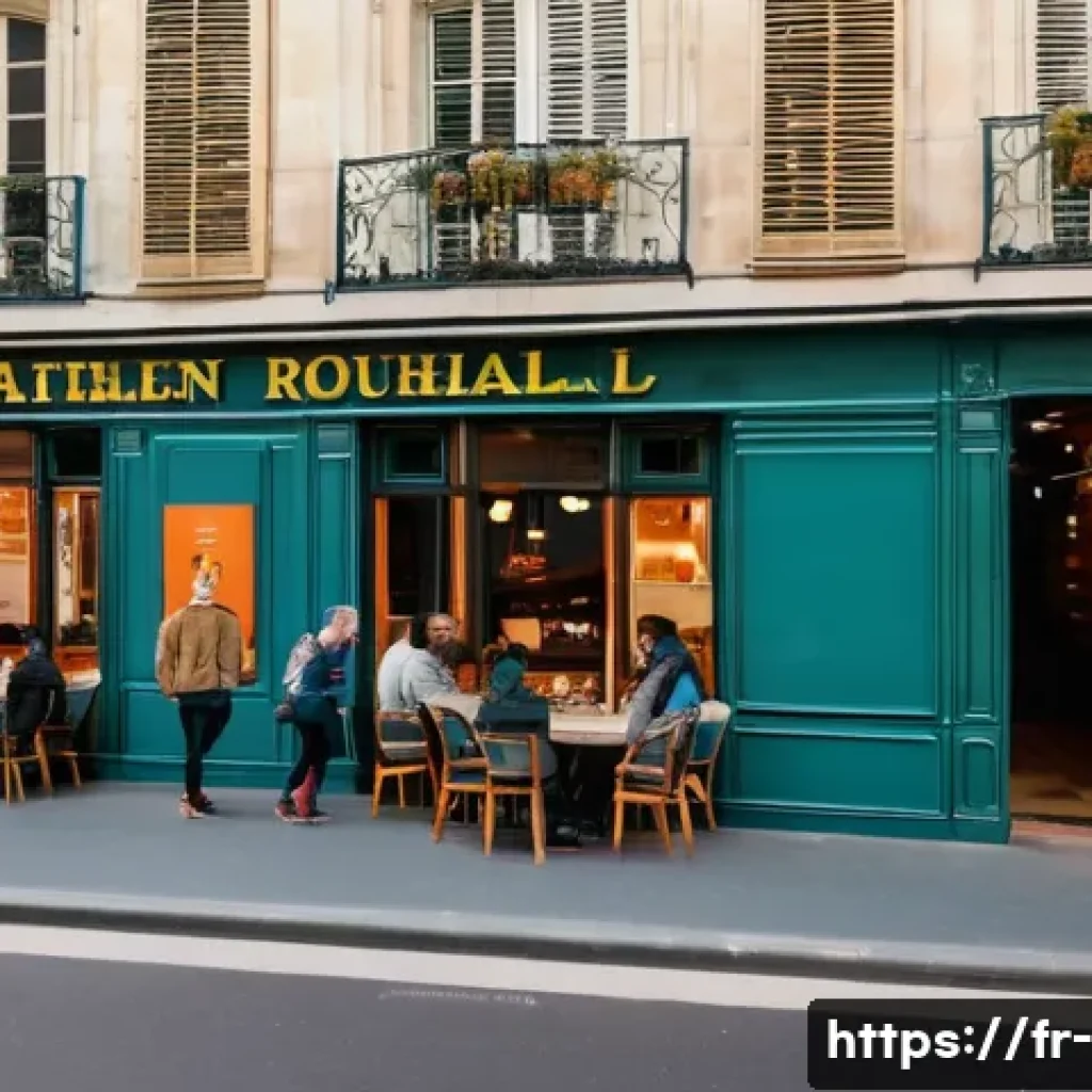 당구장 위치 선정 기준 - A vibrant urban billiard hall exterior located in a lively pedestrian street in Paris, France, durin...